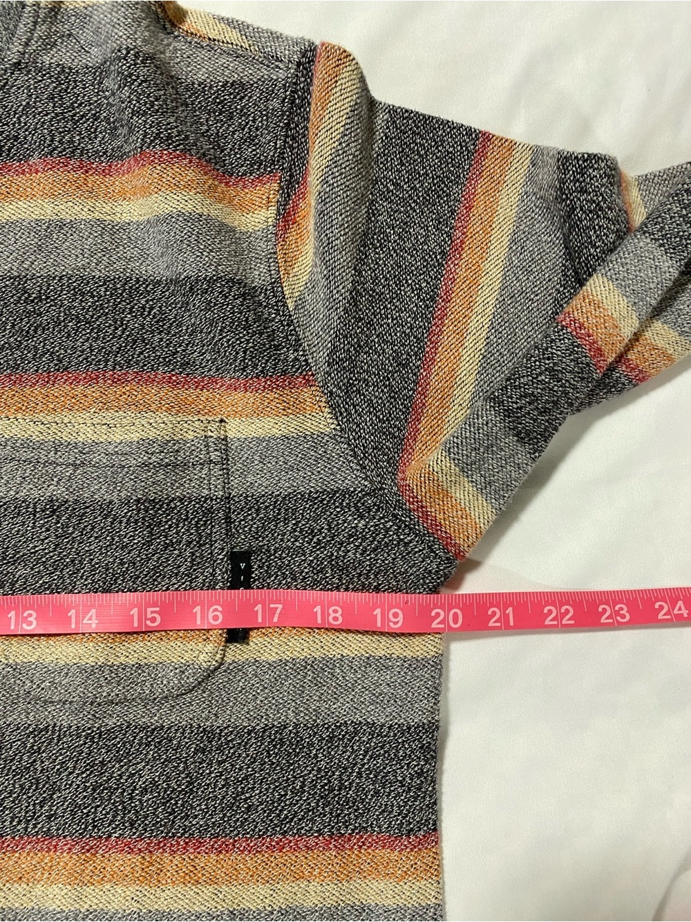 VISSLA Gray Crewneck Sweater with Orange and Cream Stripes - Picture 5 of 6